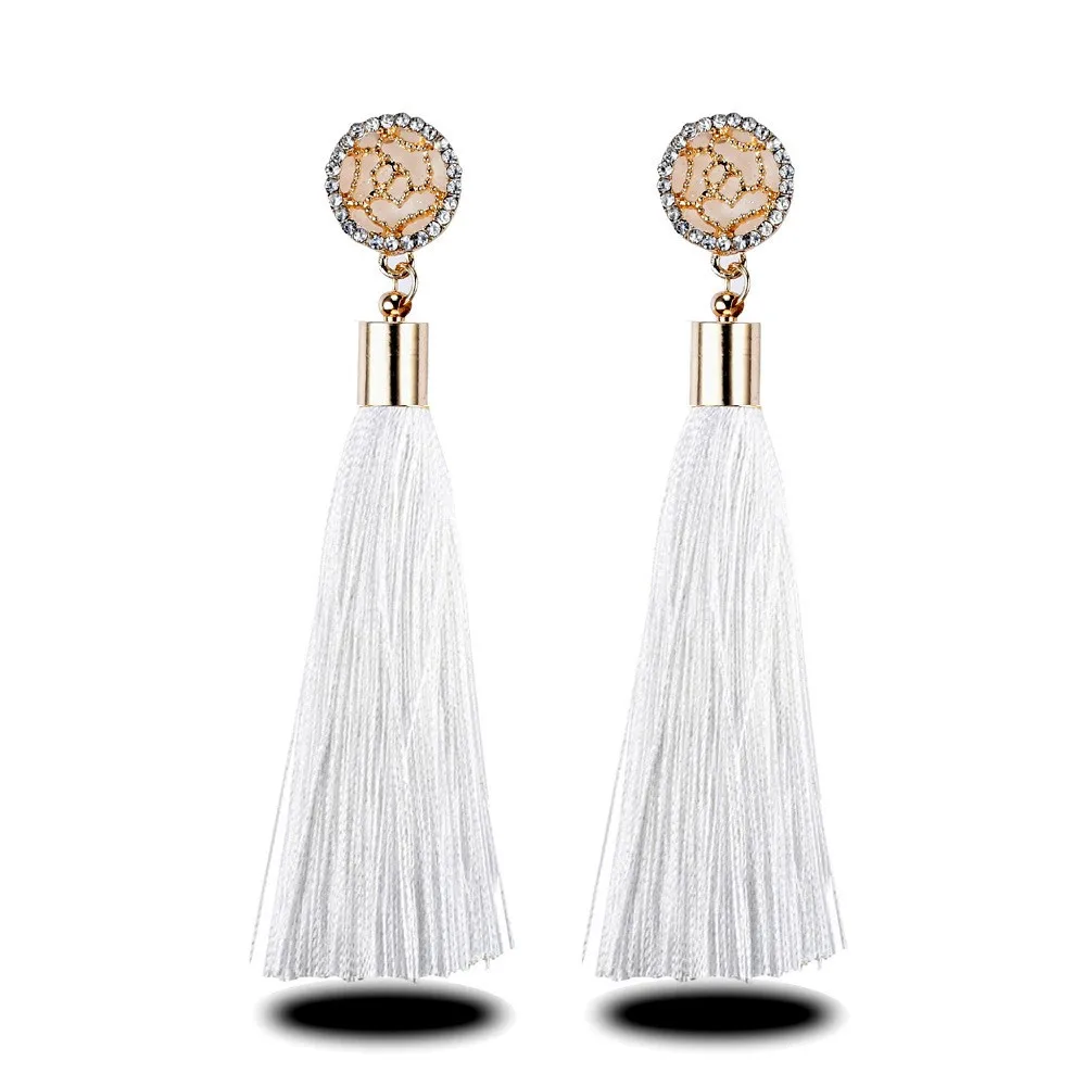 HX Brincos Женский Бренд Boho висячие серьги с бахромой Винтаж этнические массивные Серьги-кисточки модные ювелирные украшения - Окраска металла: White