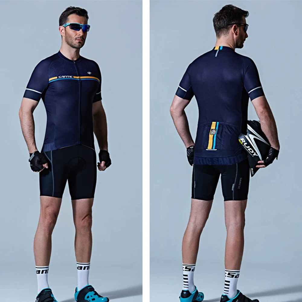 2018 SANTIC одежда для велоспорта мужчин Pro Fit Велоспорт Джерси MTB короткий рукав