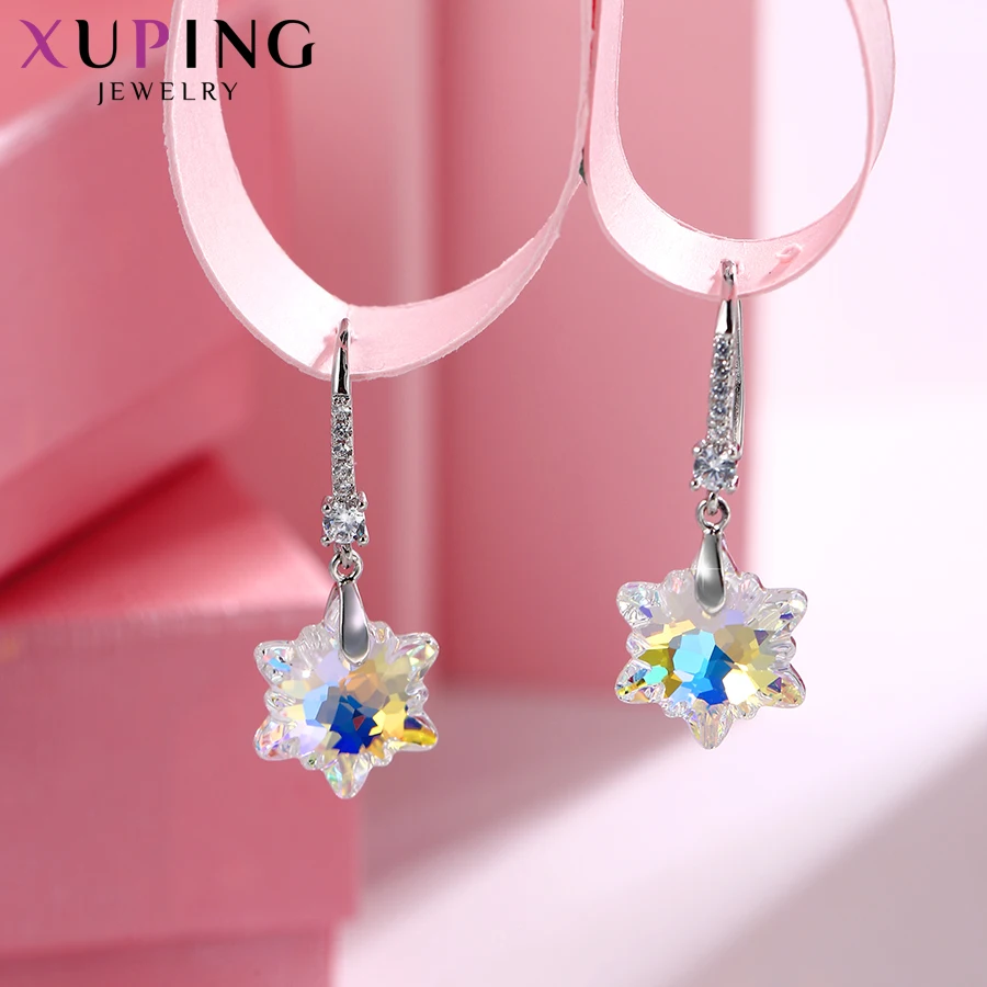 Xuping 11,11, серьги в форме снежинок, женские серьги с кристаллами Swarovski, гипоаллергенные романтические ювелирные изделия, семейные вечерние, подарочные M63-20220