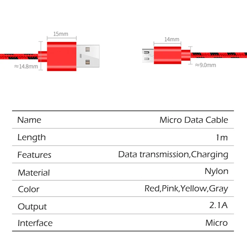 Micro USB кабель 1 м 2 а нейлоновый для быстрой зарядки и передачи данных Android
