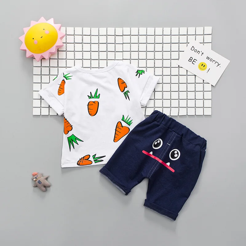 Carrot Baby Clothes Summer Boy Girl T-shirt/vest + Shorts 2pcs/sets Toddler Cotton Clothing Children Fashion Casual Active Suits | Детская