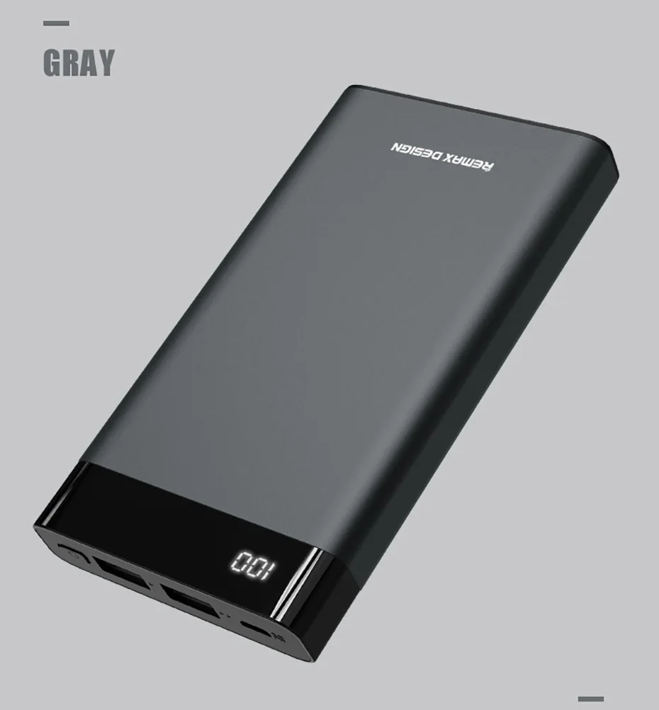 Remax 20000 мАч Внешний аккумулятор с двойным USB ЖК-дисплеем, портативное Внешнее зарядное устройство, внешний аккумулятор 10000 мАч для Xiaomi samsung huawei