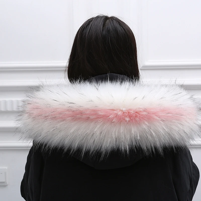 Женское зимнее пальто с воротником из искусственного меха енота лоскутный