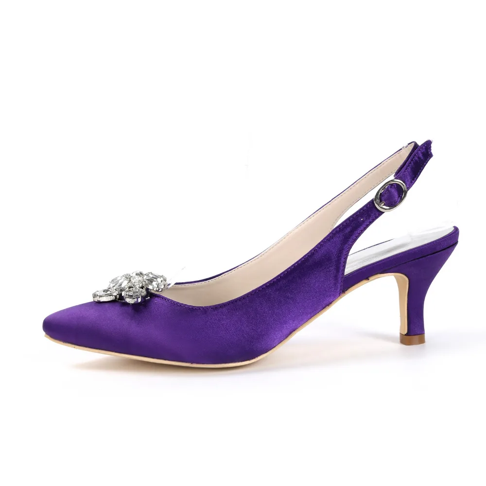 Creativesugar женские атласные вечерние модельные туфли slingback острый носок с кристаллами брошь Свадебная вечеринка Пром каблуки дюймов