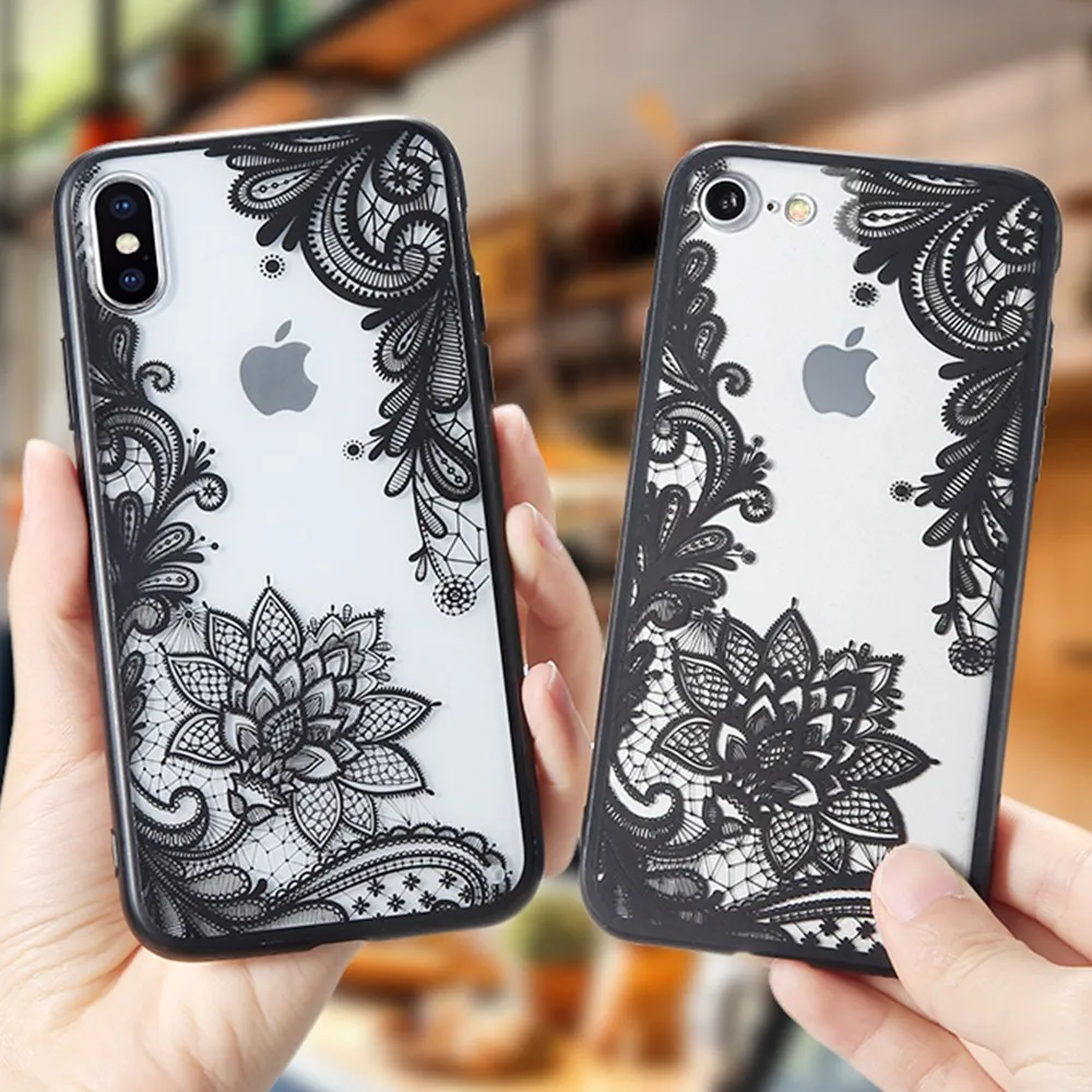 KISSCASE чехлы для iPhone XS Max 5S 5 SE чехол 3D прозрачный кружевной Цветочный телефона 6S 6 7 8