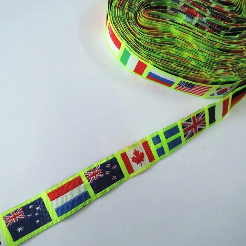 Оптовая продажа 5/8 &quot16 мм флаг Национальный жаккард ленты DIY Швейные Планки 10