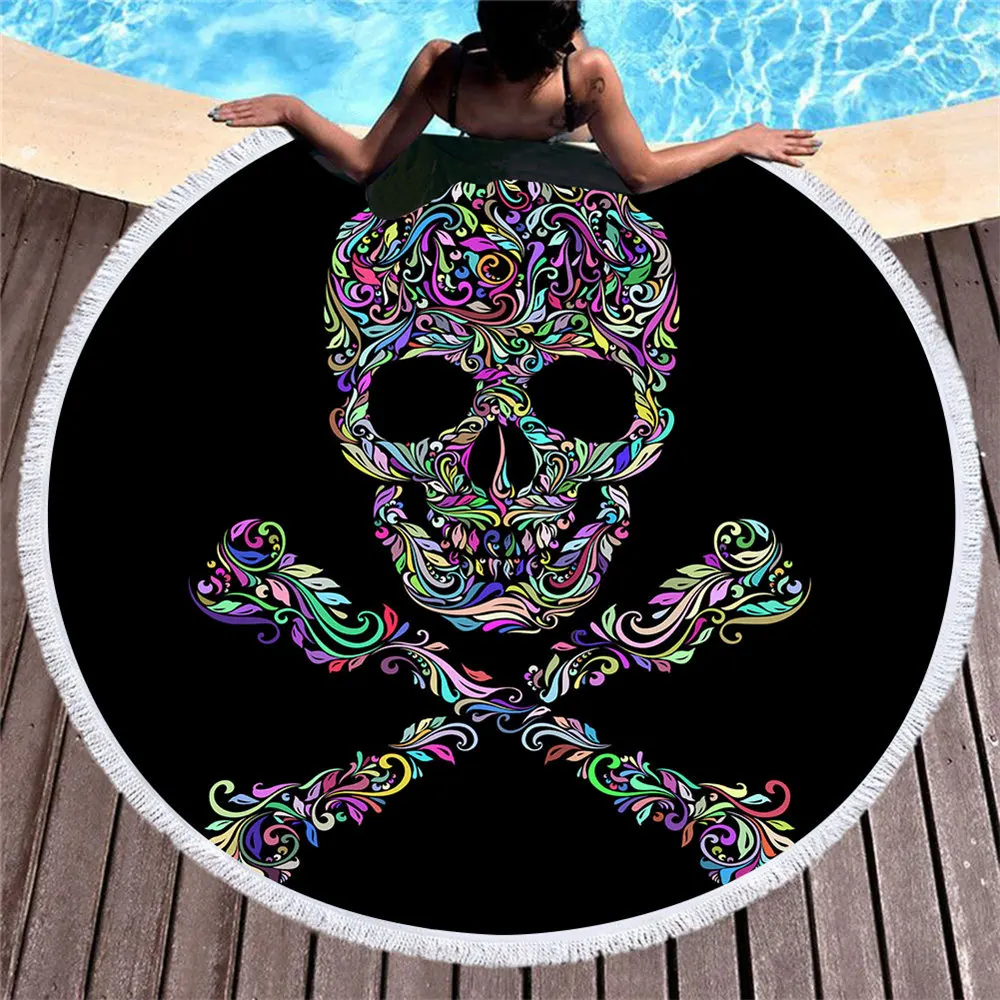 Крутое пляжное полотенце с принтом черепа из микрофибры машинная стирка одеяло