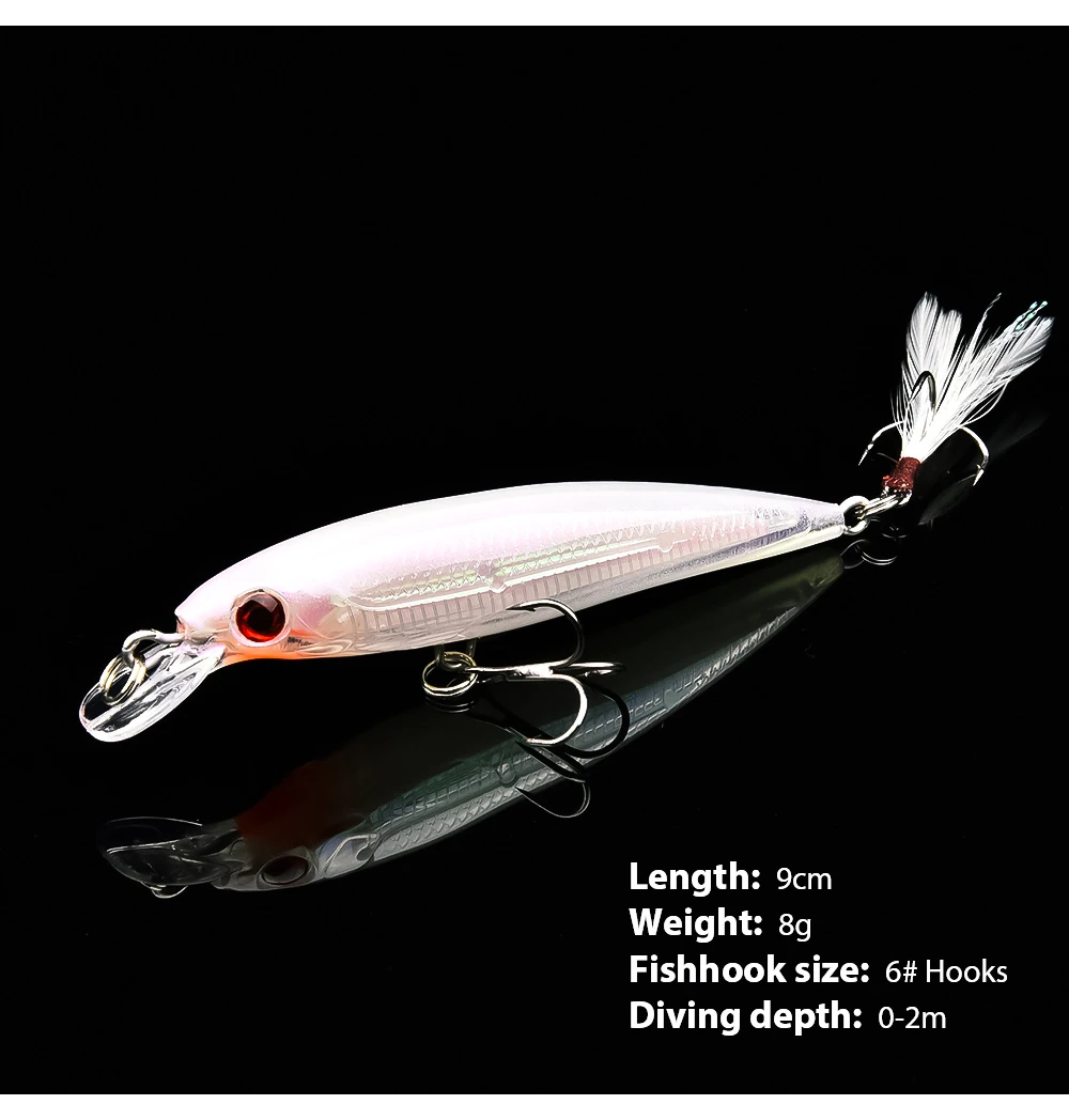 Fulljion 1 шт. рыболовные приманки поплавок гольян воблеры Crankbait искусственные жесткие приманки 3D глаза крючки с пером пластиковые Pesca приманки