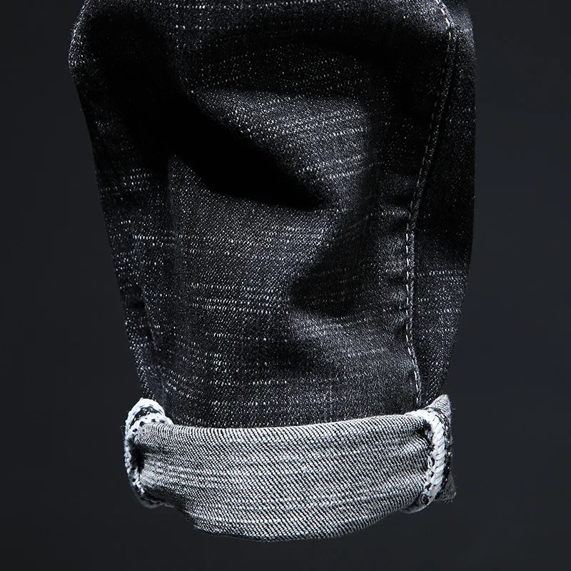 

2019 Men Ripped Skinny Jeans Embroidery Slim Straight Frayed Denim Pants New Spring Summer Fashion Straight Biker Jeans