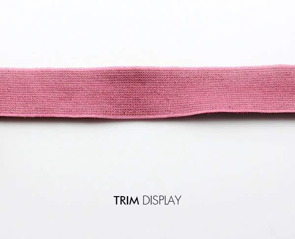 Блестящая розовая однотонная эластичная лента 15 мм декоративная с кружевом