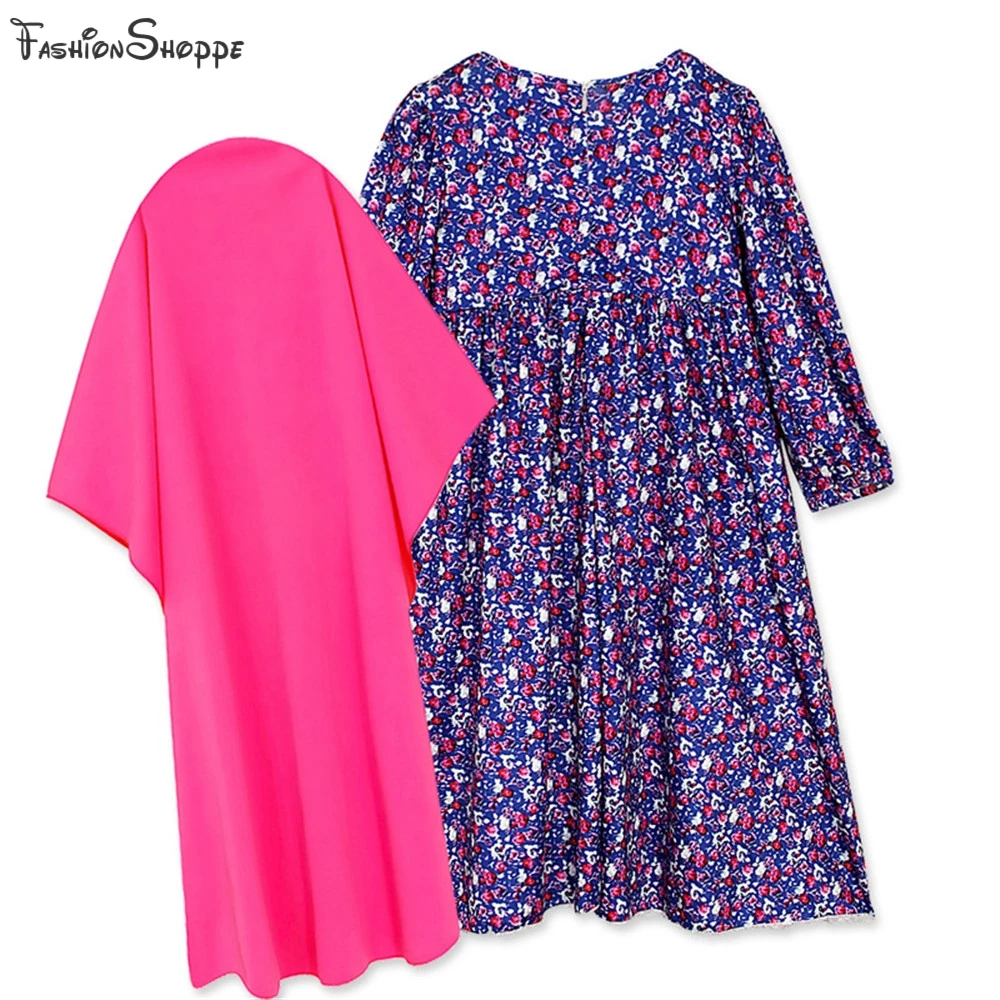 2 шт. длинные мусульманские платья для девочек с цветочным принтом | Тематическая