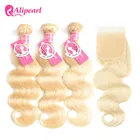 Волосы AliPearl 613, светлые волнистые человеческие волосы 100% пряди с застежкой, бразильские волосы с эффектом омбре, 3 пряди, 8-24 дюйма, удлинители без повреждений