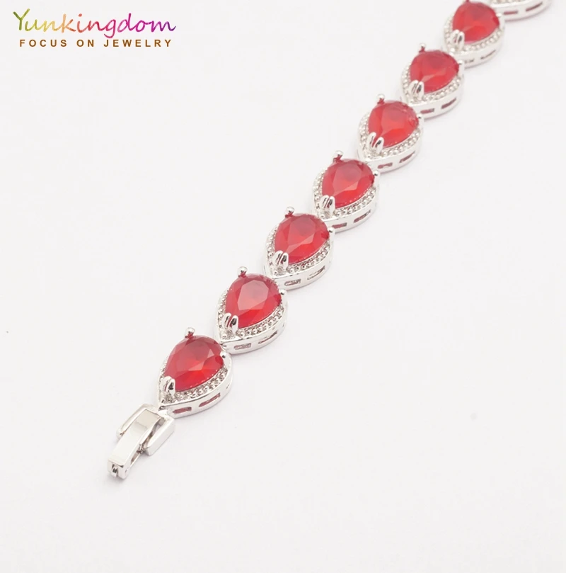 Женский браслет с кристаллами Yunkingdom красным цирконием в форме капли воды