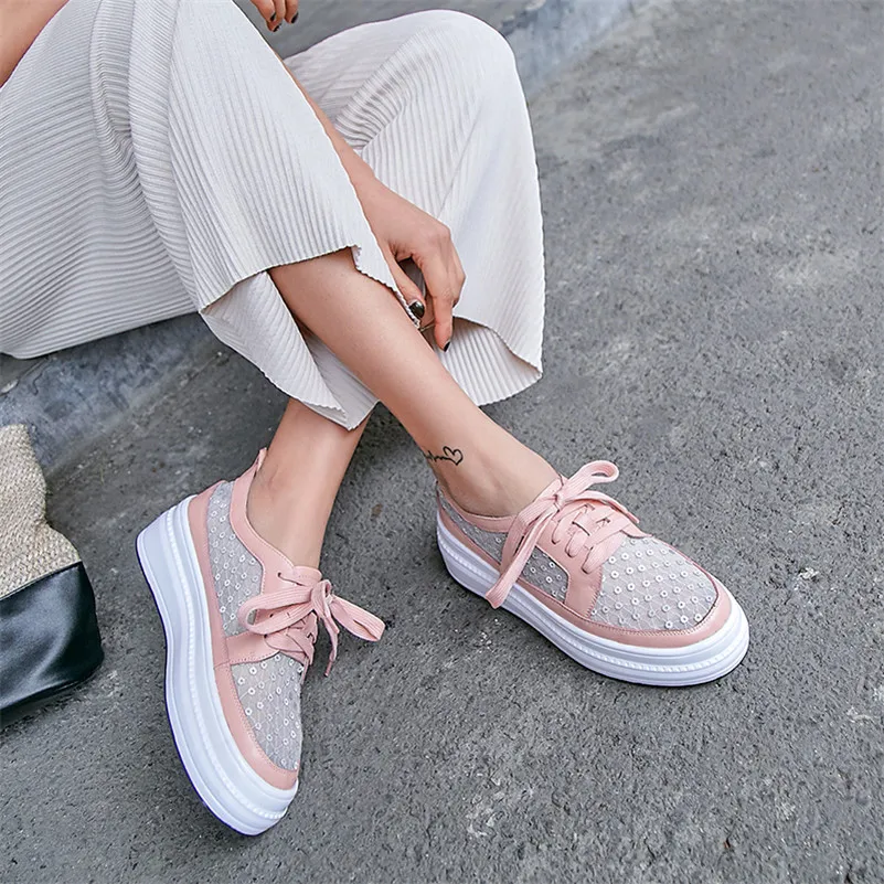 Женские туфли на плоской подошве FEDONAS классические шнурках с закругленным носком