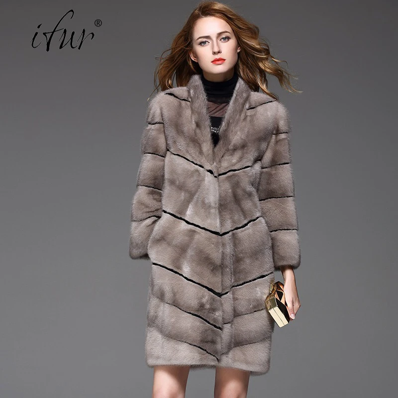 Шуба женская из натурального меха норки с поясом длинная зима 2021 | Женская одежда