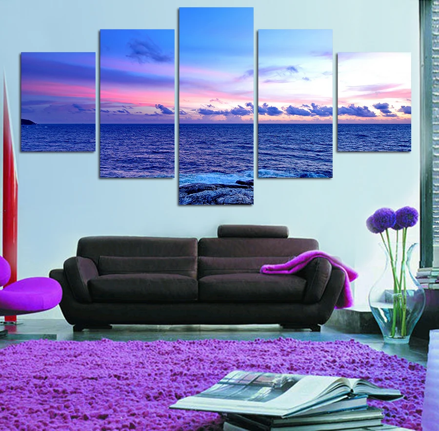 

Cuadros Decoracion Wall Art Picture 5 Panels Sea Stone Print On Canvas Paintings Home Decoration For Living Room Framed