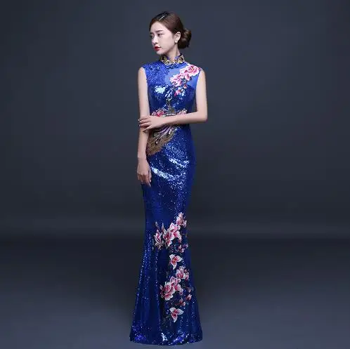 2018 summer women's tang suit casual formal dress sex evening the dishui sleeveless long qipao cheongsam | Женская одежда