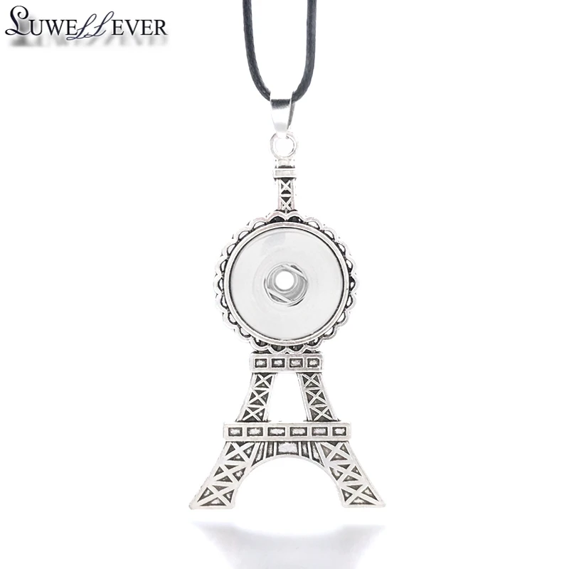 

Hot Interchangeable Eiffel Tower Ginger Necklace 095 Fit 18mm Snap Button Pendant Necklace Charm Jewelry For Women Gift