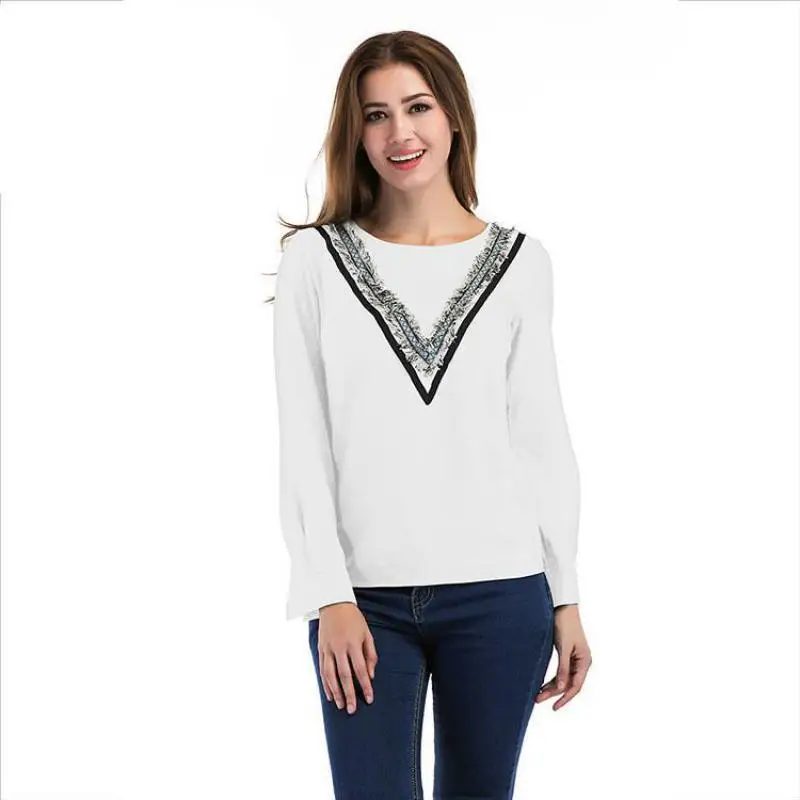 NFIVE Brand 2017 Women Thin Lace T-shirts Europe And America Autumn New Long Sleeved T-shirt Quality Fashion Casual Loose Shirt | Женская