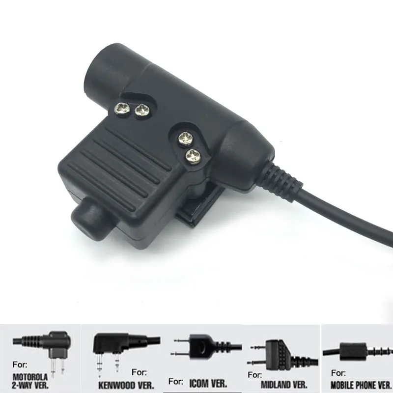 Военная Тактическая гарнитура Z/A U94 PTT Plug Adapter для BaoFeng KENWOOD ICOM Midland Motorola Radio рация