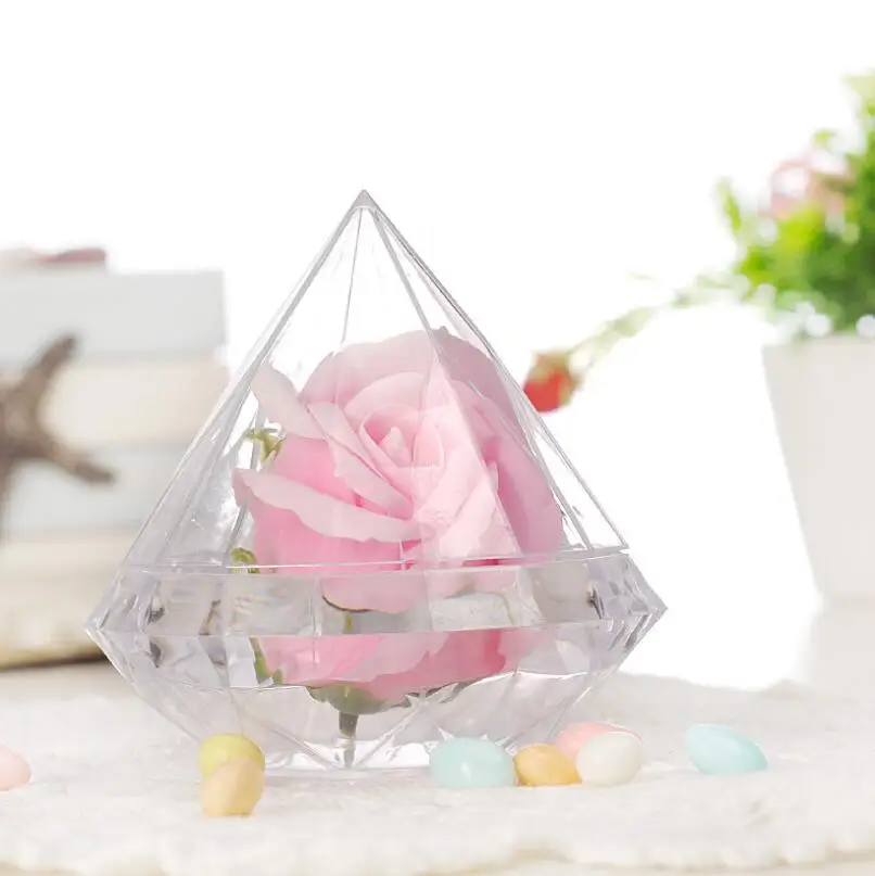 

Clear Plastic Diamond Candy Boxes Wedding Favor Box Sweet Holders Banquet Giveaways For Guest LX6295