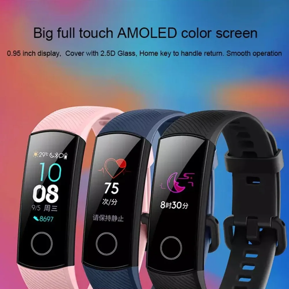 Honor Band 4 смарт-браслет 2.5D стекло сенсорный экран Bluetooth монитор сердечного ритма оригинальные Смарт-часы huawei Android и IOS