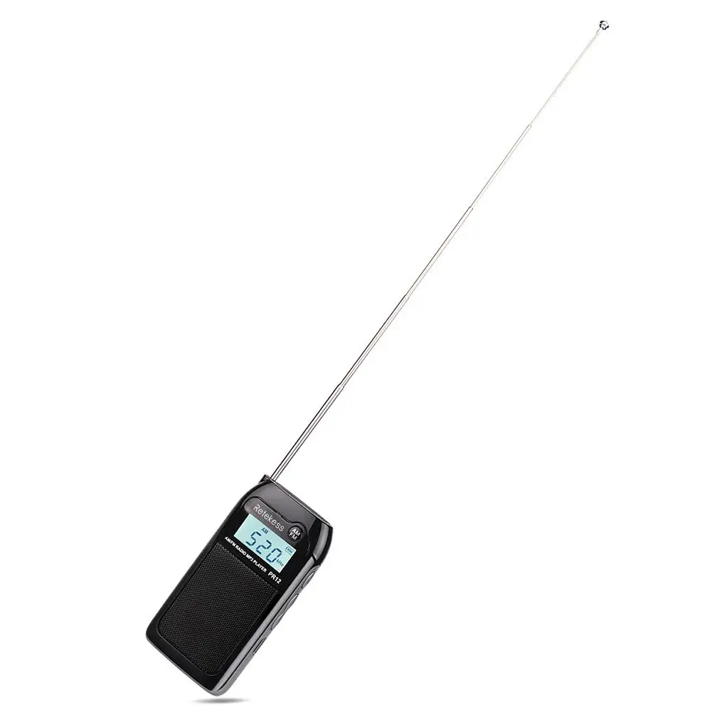 PR12 мини карманное радио FM AM цифровой тюнинговый аудио приемник 9 к 10 к MP3 музыкальный плеер перезаряжаемый аккумулятор портативный радио динамик