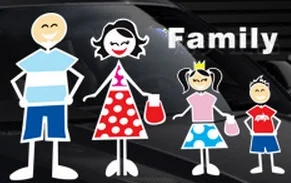 Отражающие автомобильные наклейки на заднее стекло с изображением семейного