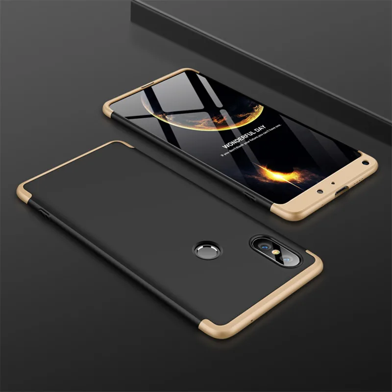 Black Golden Case 3-в-1 ПК жесткий полный чехол 360 на сяоми ми микс 2s / чехол на сяоми ми микс 2 полная защита корпуса анти-шок Жесткая чехол на Xiaomi Mi Mix 2S/ Xiaomi Mi Mix 2 чехол - Цвет: Black Golden Case