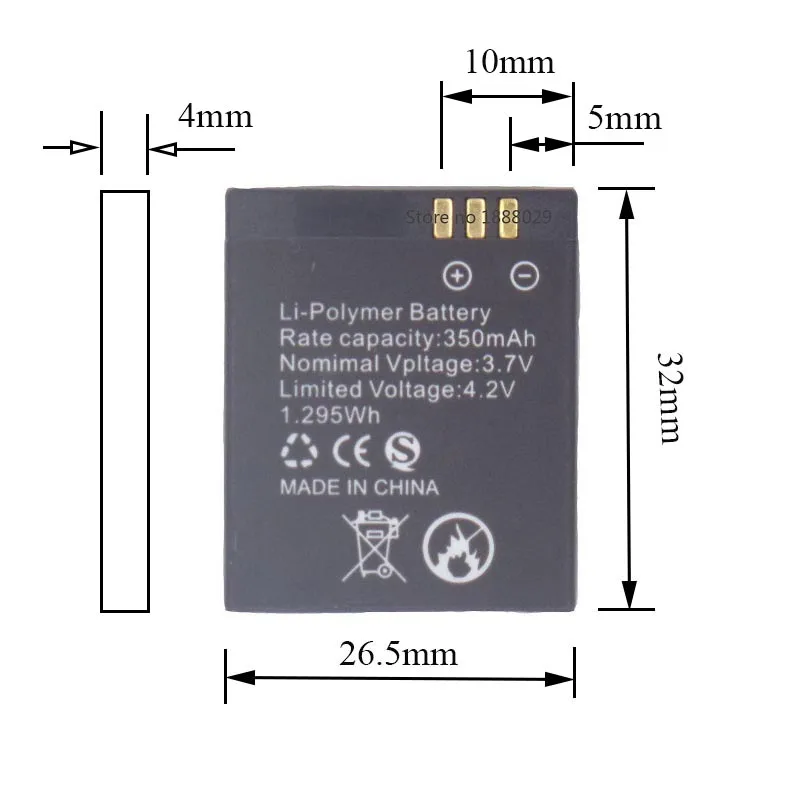 Replacement Watch Battery for GT08 Smart Spare Clock Rechargeable Litium Polymer 350mah | Электроника