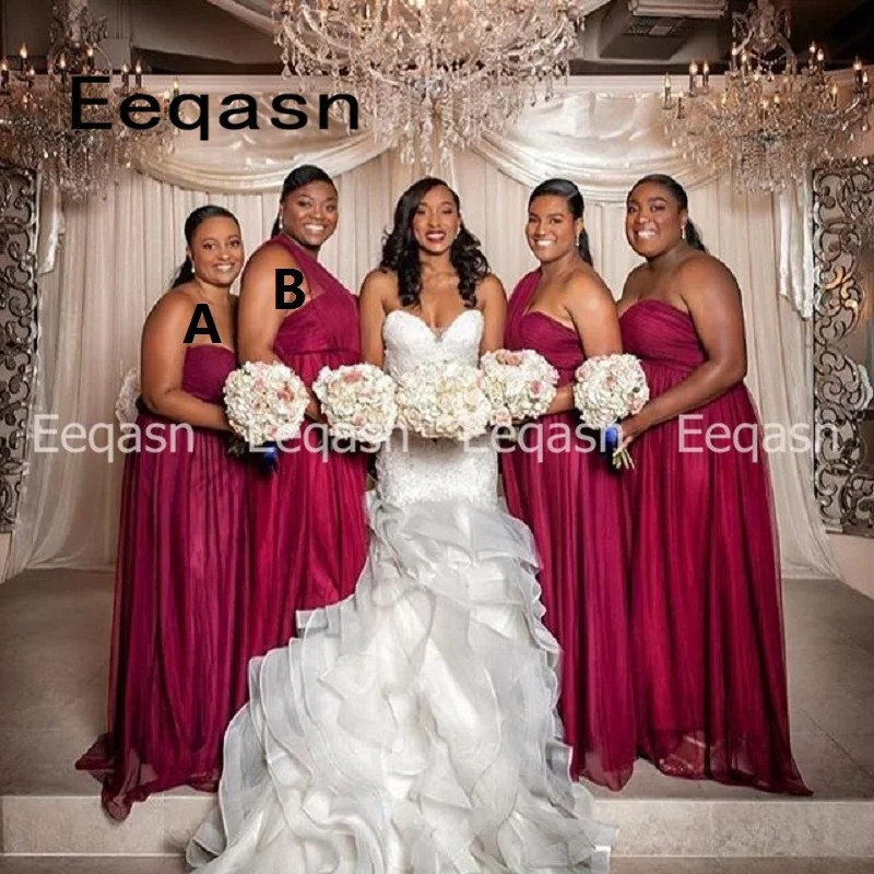 Платье подружки невесты Новое поступление милое ТРАПЕЦИЕВИДНОЕ Бордовое платье