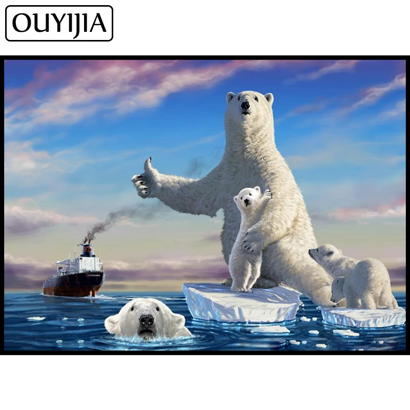 Мозаика Белый медведь Стразы OUYIJIA домашнее украшение 5D сделай сам алмазная