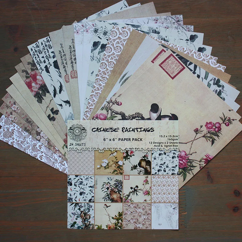 

DIY Photo Album China Style Decorative Scrapbooking Papers Crafts Art Card 6" Single Side Printed 24 Sheets /Set