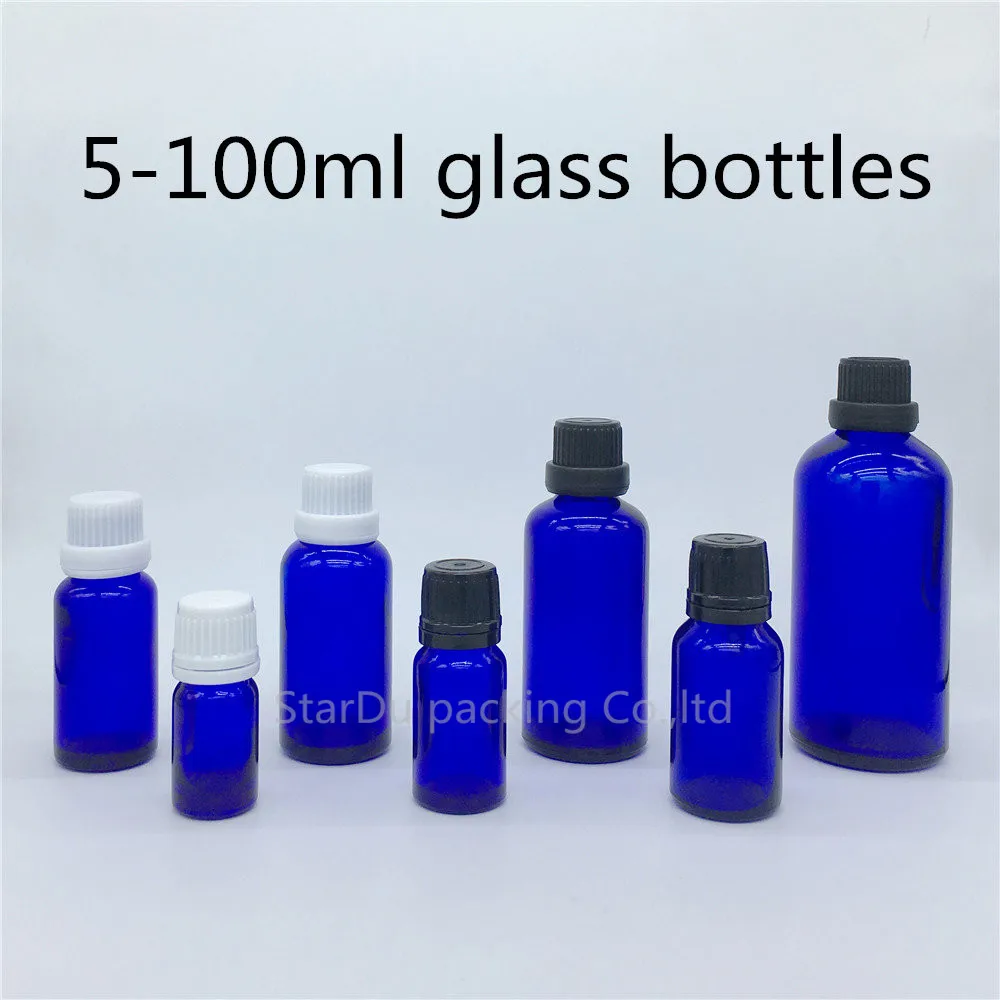 

5ml 10ml 15ml 20ml 30ML 50ml 100ml blue Glass Bottle, blue Essential Oil Bottle with tamper evident cap Perfume bottles