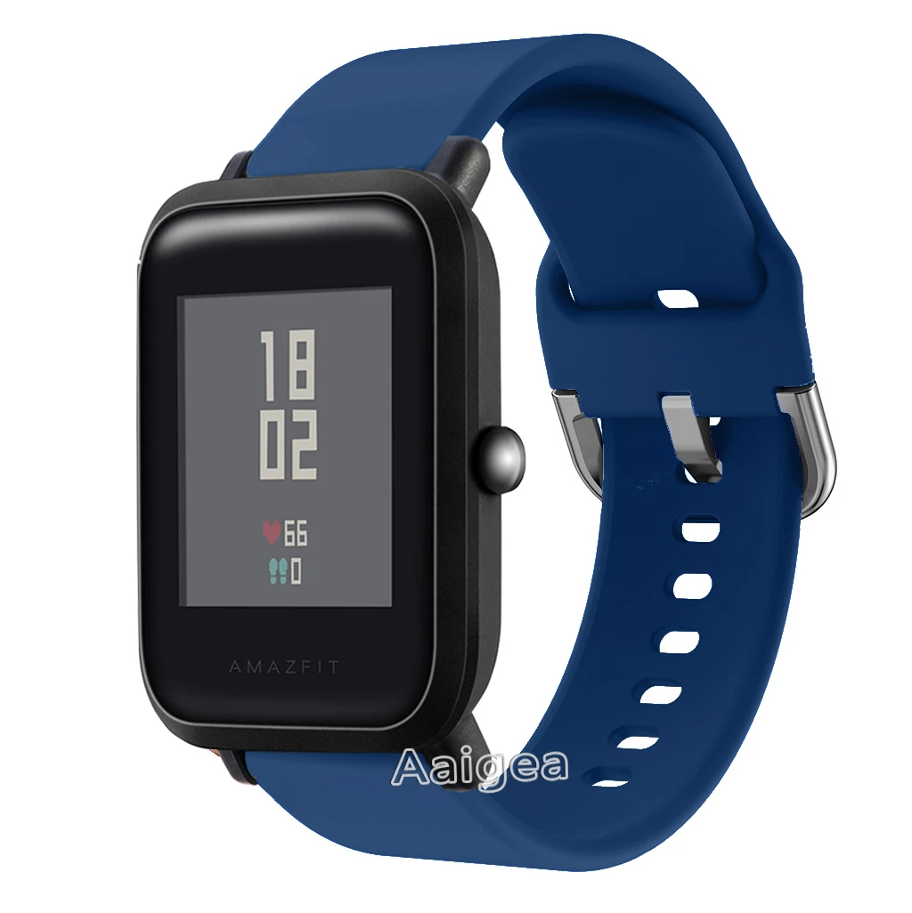 Navy blue Мягкий силиконовый ремешок для часов для Xiaomi Huami Amazfit Bip BIT PACE Lite, Молодежный сменный спортивный браслет 20 мм, ремешок на запястье - Цвет ремешка: Navy blue