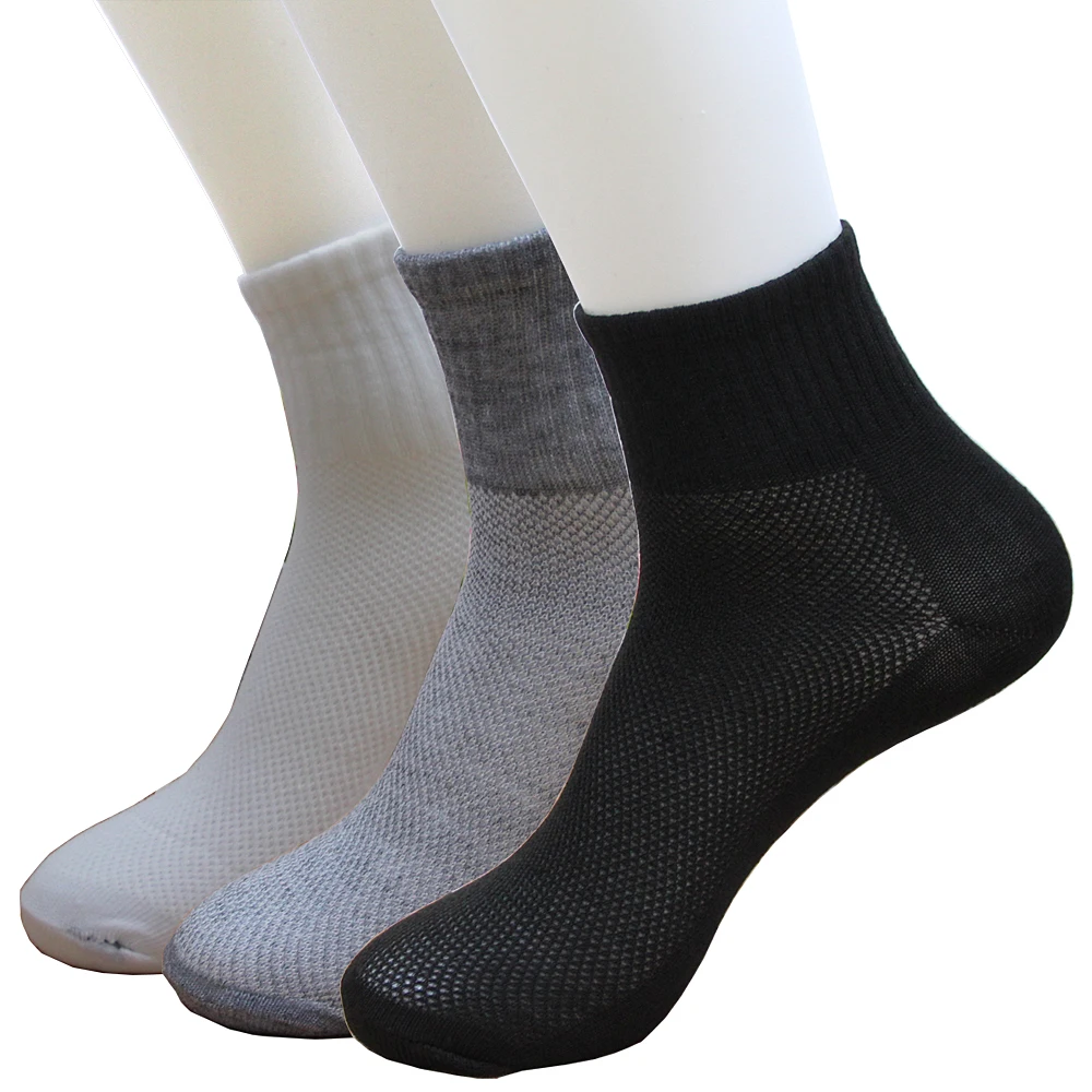 Носки мужские из полиэстера дышащие сетчатые черные серые 3 цвета модные лето