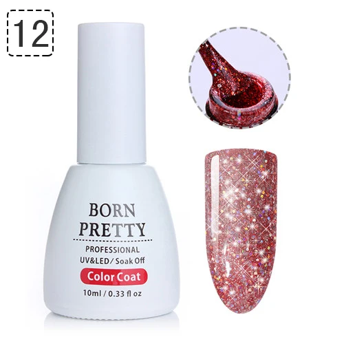 BORN PRETTY 10 мл Платиновый Звездный гель Bling красочный замочить от маникюра УФ-гель для дизайна ногтей лак - Цвет: 12