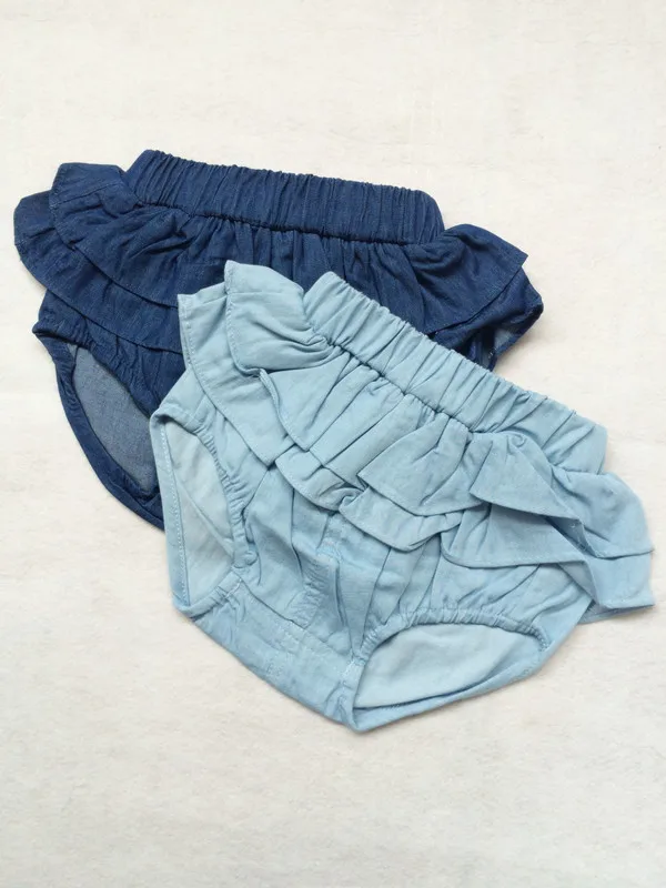 2015 летние шорты детские штаны с оборками однотонные джинсовые для девочек