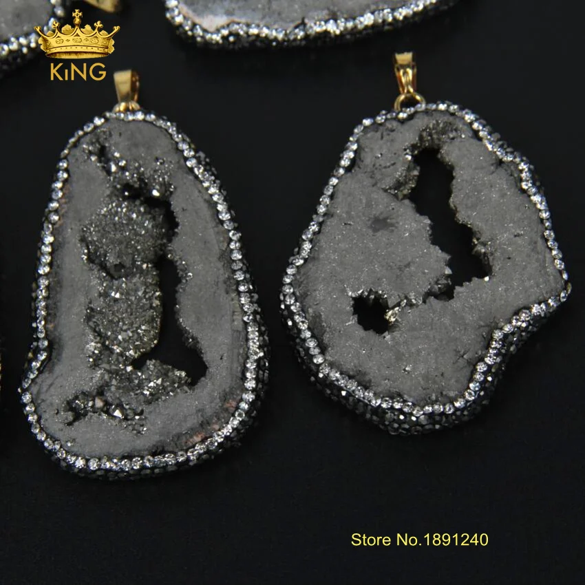 5 шт горный хрусталь кристалл проложенный Druzy Кулон Титан серебро Drusy фрагмент