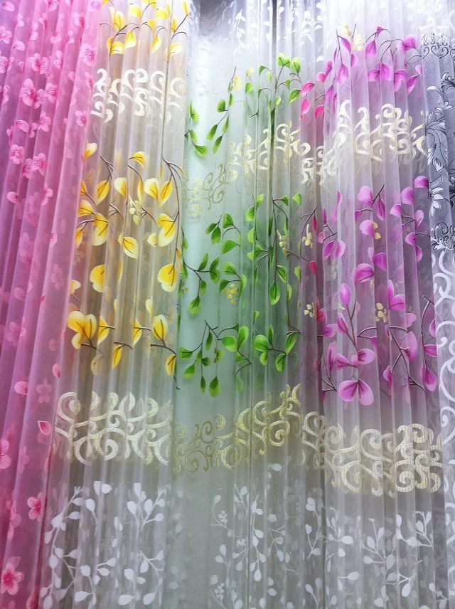 

Best Deal Good Quality Summer Fashion Flower Curtain fabric Yarn For Bedroom Clear Sheer Curtain fabric Tulle Size