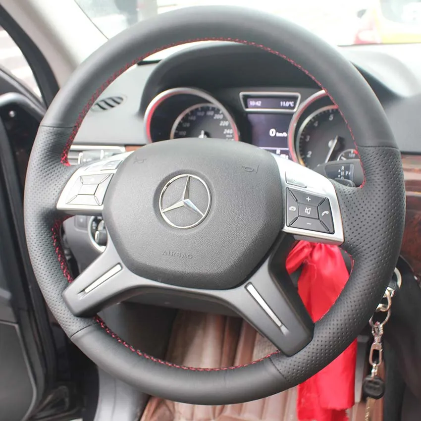 Чехол для Benz GL350 ML350 E260 G500 2013 Mercedes-benz, рулевого колеса крышка поделки из натуральной кожи чехлы для рулевого колеса автомобиля-Стайлинг