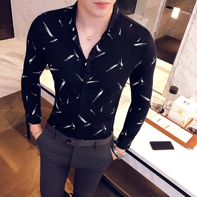 Мужская рубашка с длинными рукавами новая коллекция 2017 года осенне-зимняя