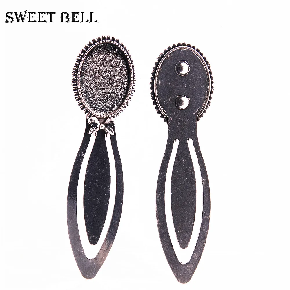 

Sweet Bell 8pcs Two color Alloy Cameo bowknot Steel Bookmarks 18*25mm-40*84mm Round Cabochon Settings Jewelry Blank Charm13C1636