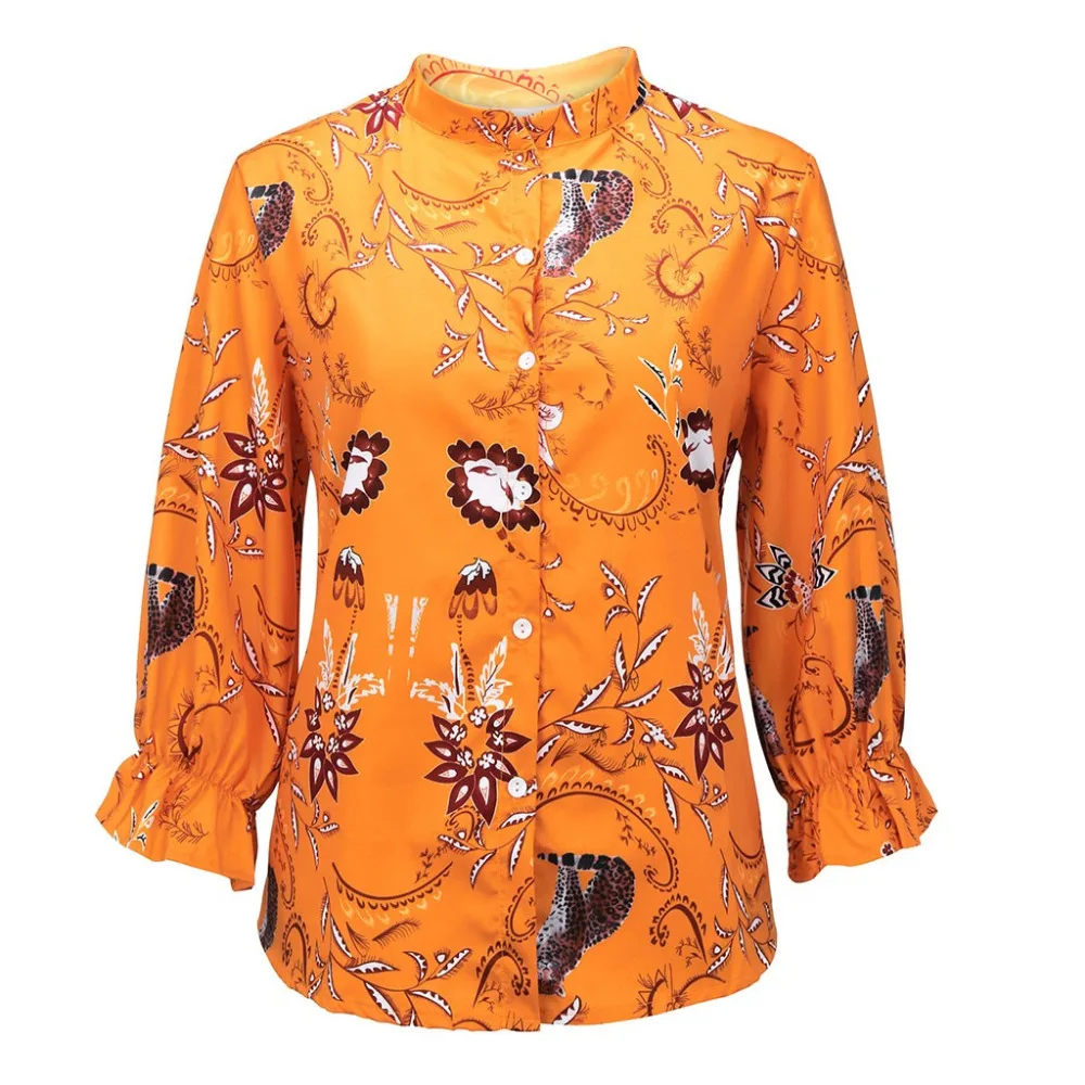 Женская Повседневная рубашка с принтом блузка на пуговицах рукавом в виде
