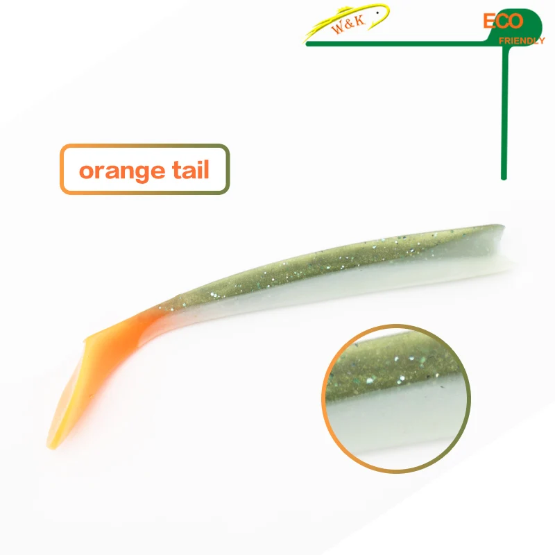 W& K Марка морской Рыбная ловля 14 см 4 шт./пакет leurre souple мягкие приманки Swimbaits WildEye Зандер море-бас Акция# H0901-140 - Цвет: Orange Tail