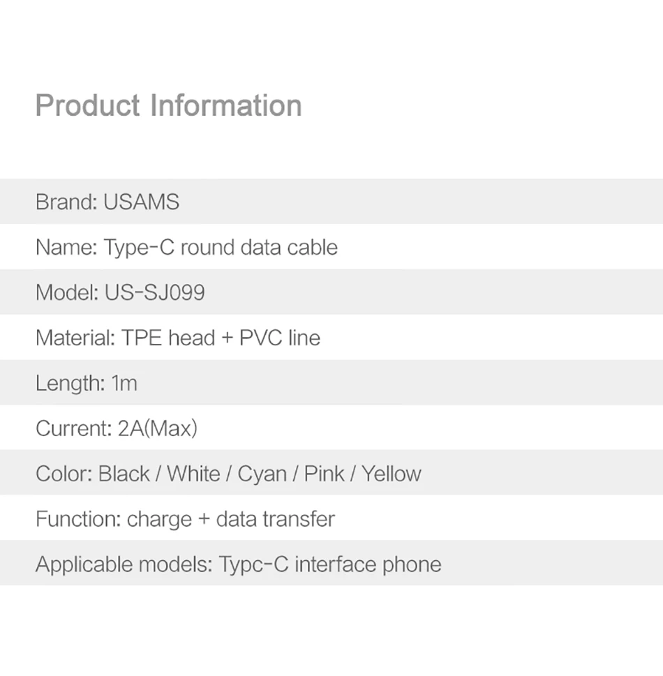 USAMS USB кабель для передачи данных для iPhone Micro usb type C кабель для мобильного телефона для освещения 2A кабель для быстрой зарядки USB C microusb type-c