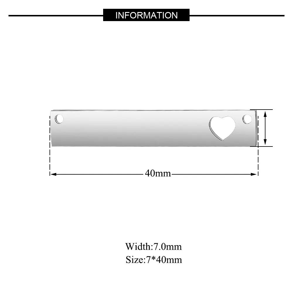 3 шт./лот из нержавеющей стали сердечки бар амулеты соединитель двойные отверстия