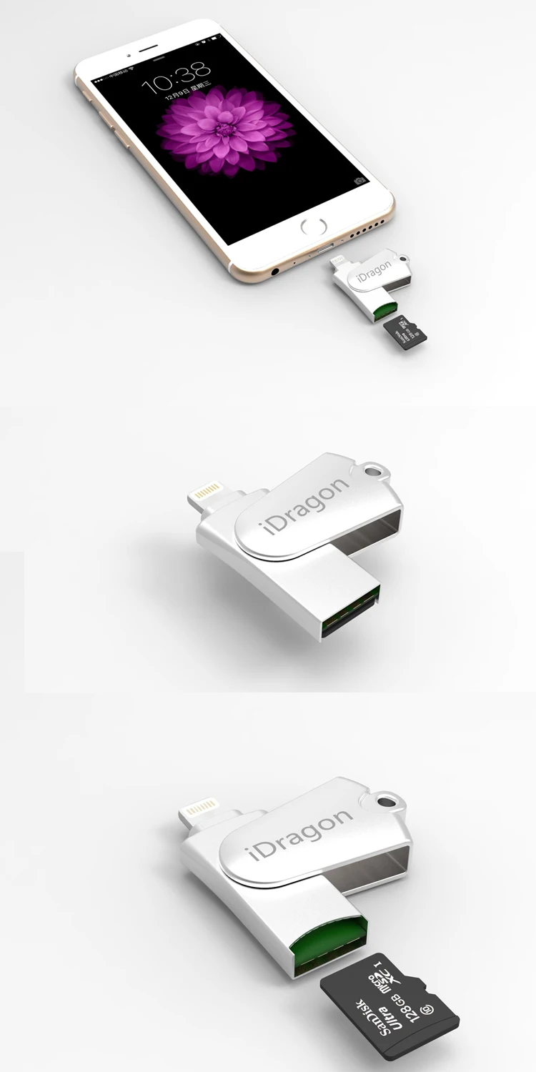 Металлический USB 2,0 все в 1 мульти SD TF кард-ридер для iPhone iPad Mac