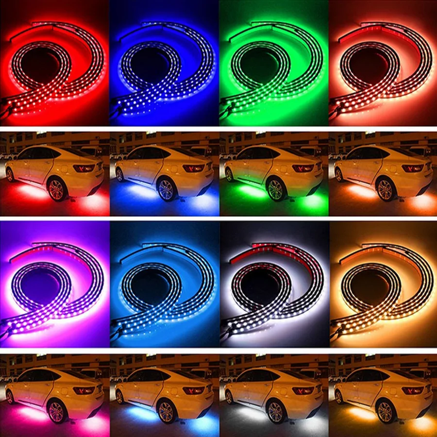 Гибкий RGB Автомобильный светодиодный светильник атмосферная ножная лампа бампер