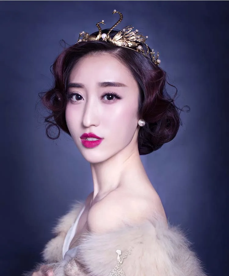 HIMSTORY винтажная двойная танцевальная Корона лебедя Тиара Свадебные аксессуары